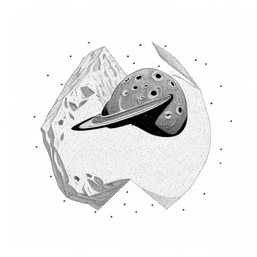 cowboy riding an asteroid side profile tattoo design idea