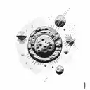 cowboy riding an asteroid side profile tattoo design idea