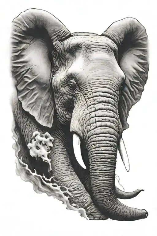 An angry elephant to the chest tattoo design idea