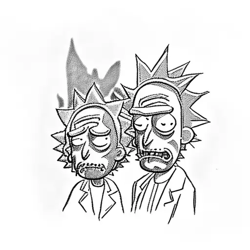 rick and morty looking the galaxy tattoo design idea