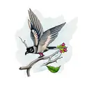 magpie with leaves  tattoo design idea
