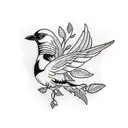 magpie with leaves  tattoo design idea