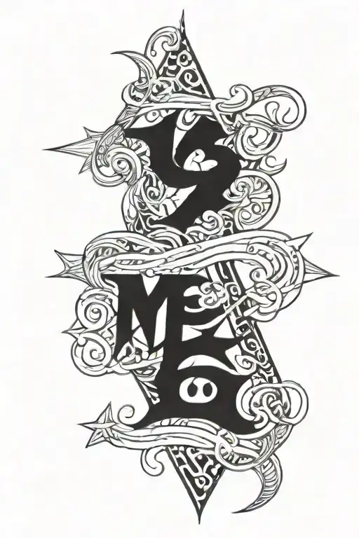 Dark Lettering hate myself 666 symbols incorporated tattoo design idea