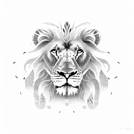 lion near river and sea tattoo design idea