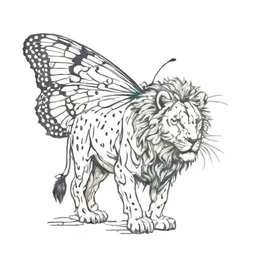 lion butter fly tattoo design idea