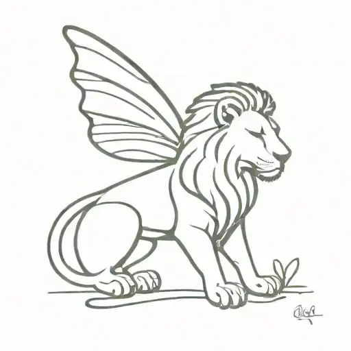 lion with butterfly wings tattoo design idea