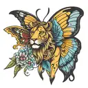 lion butterfly wings tattoo design idea