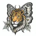 lion butterfly wings tattoo design idea