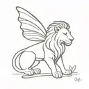 lion with butterfly wings tattoo design idea