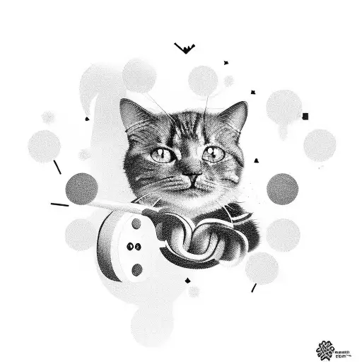 A playful composition featuring your boyfriend, friends, dogs, and cat engaging in various gym activities tattoo design idea