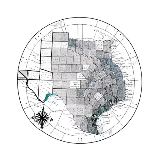 A map of Texas, Kentucky, Guam, Indonesia, and London connected by dotted lines tattoo design idea