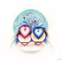 two hearts as mother and daughter with colours tattoo design idea