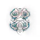 two hearts as mother and daughter with colours tattoo design idea