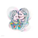 two hearts as mother and daughter with colours tattoo design idea