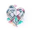 two hearts as mother and daughter with colours tattoo design idea