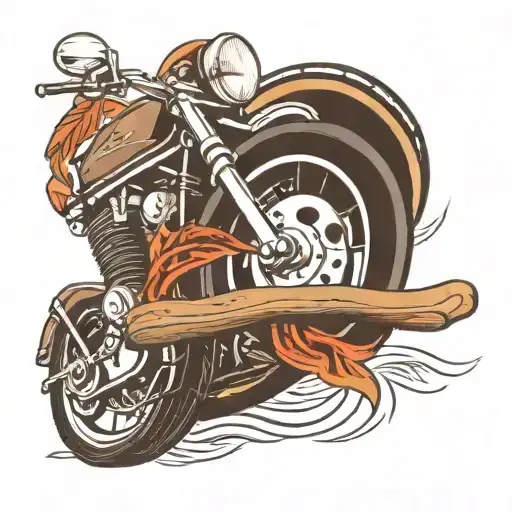 motorcycle wheel, handlebars,  tattoo design idea