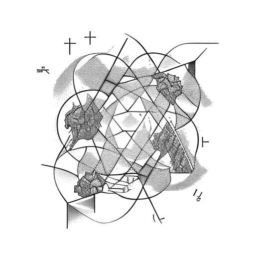 Mathematical equations intertwined with hiking trails tattoo design idea