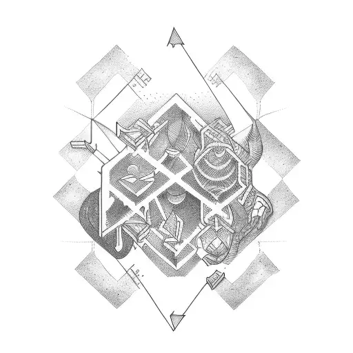 Mathematical equations intertwined with hiking trails tattoo design idea