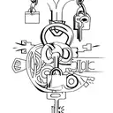 lock and key tattoo design idea