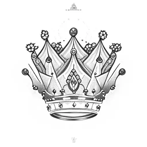 crown of queen & flowers tattoo design idea