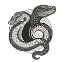 yin yang symbol with a king cobra as the yang and a mongoose as the yin tattoo design idea