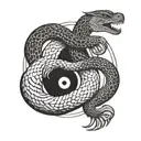 yin yang symbol with a king cobra as the yang and a mongoose as the yin tattoo design idea