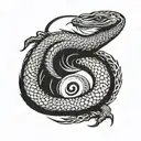 yin yang symbol with a king cobra as the yang and a mongoose as the yin tattoo design idea