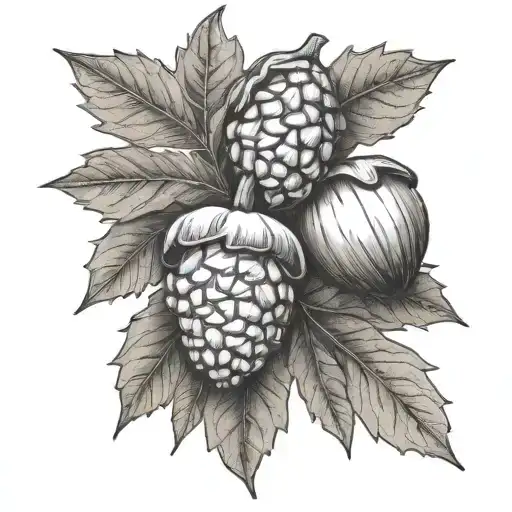 acorn tree tattoo design idea