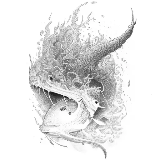 swimmer in storm tattoo design idea