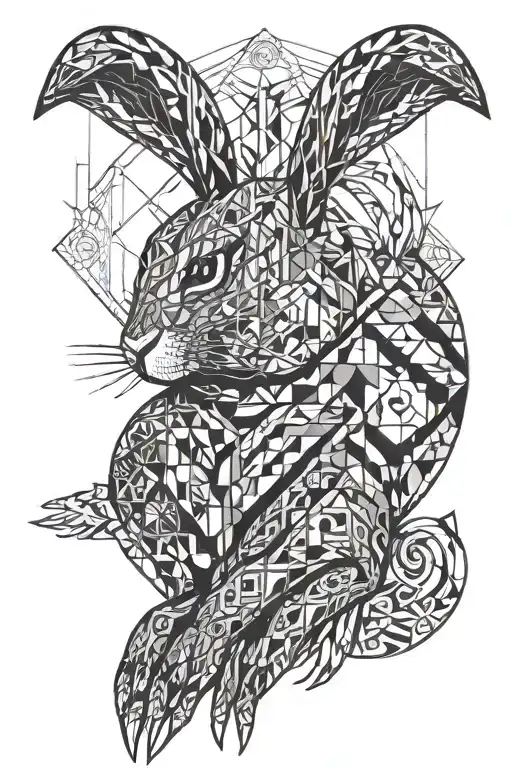 fire rabbit dj tattoo design idea