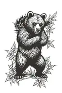 angry bear in the bushes tattoo design idea