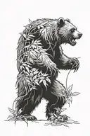 angry bear in the bushes tattoo design idea