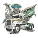 1980 cabover freightliner truck tattoo design idea