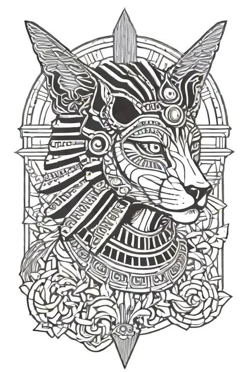 Egyptian goddess sekhmet tattoo design idea