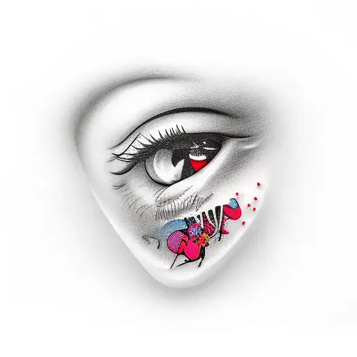 above knee tattoo with word NARA tattoo design idea