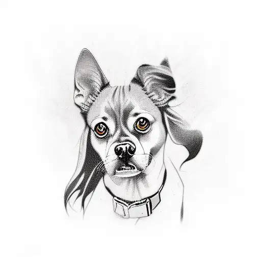 above knee tattoo with dog name NARA tattoo design idea