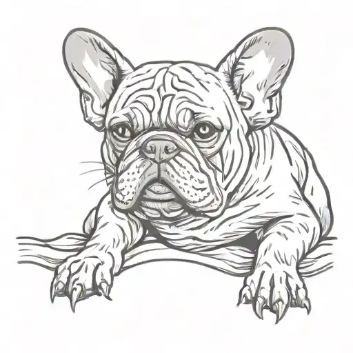 cute gargoyle French bulldog tattoo design idea