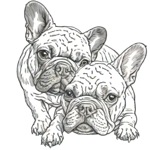 french bulldog mirrored image tattoo design idea