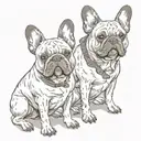 french bulldog back to back  tattoo design idea