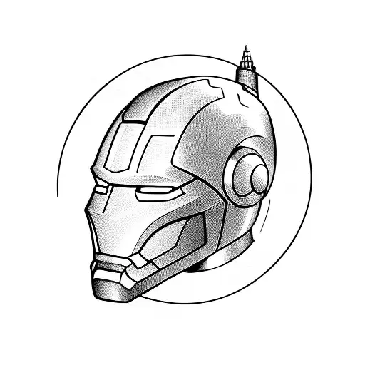 Computer doodle of an Ironman triathlon logo merged with the skyline of Chattanooga tattoo design idea