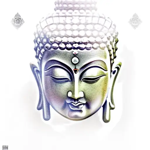 jade sitting Buddha statue holding a golden knife over his head  tattoo design idea