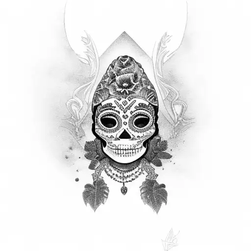 mexican female skull tattoo design idea