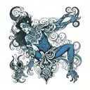 indigo shadow figure tattoo design idea