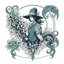 indigo shadow figure tattoo design idea