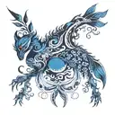 indigo shadow figure tattoo design idea