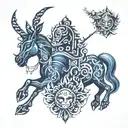 indigo shadow figure tattoo design idea