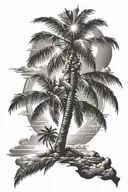 palm tree and sun  tattoo design idea
