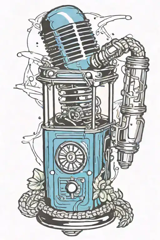 Condenser Mic, Blue Tardis, Hitchhiker Guide to the Galaxy Green Guy  tattoo design idea