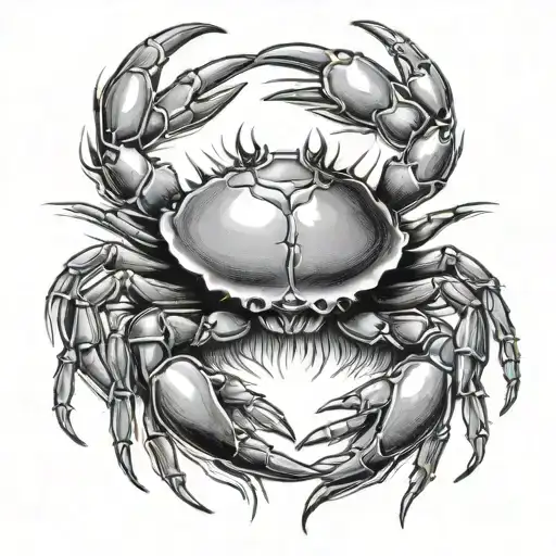 cancer 69 zodiac crab on elbow/tricep area tattoo design idea