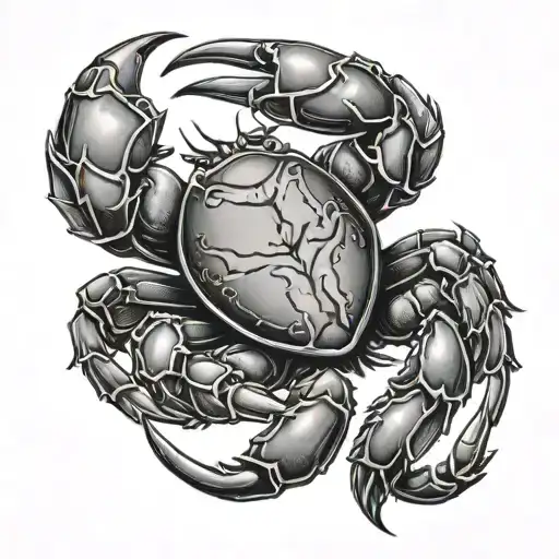 cancer 69 zodiac crab on elbow/tricep area tattoo design idea